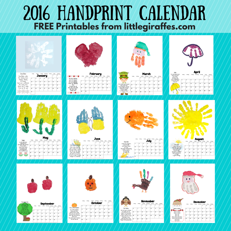 Handprint Calendar Little Giraffes Teaching Ideas A to Z Teacher Stuff