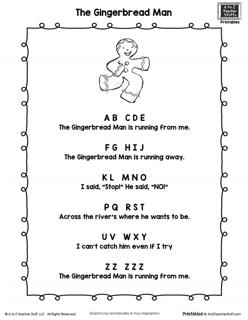 Gingerbread Man Poem Printable {free}