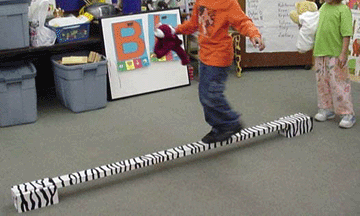 Teddy bear balance beam activity