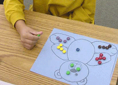 Sorting candy by color on bear picture